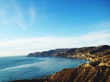 View of sea against blue sky