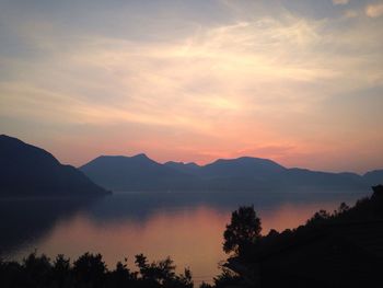 Scenic view of lake against cloudy sky