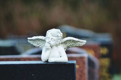 Close-up of angel statue