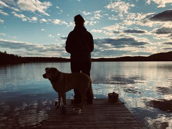 Dog standing in a lake