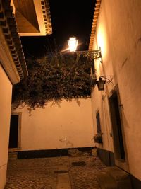 Low angle view of residential building at night