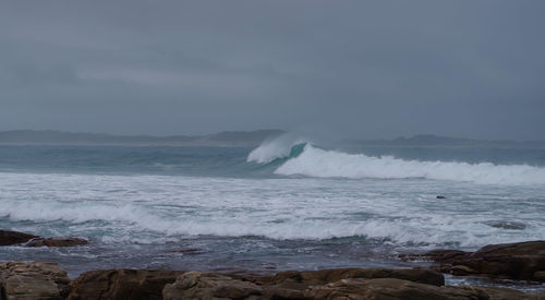 Breakwater on the south atlantic coast at boulders beach