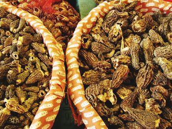 High angle view of crab for sale at market stall