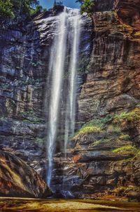 Low angle view of waterfall