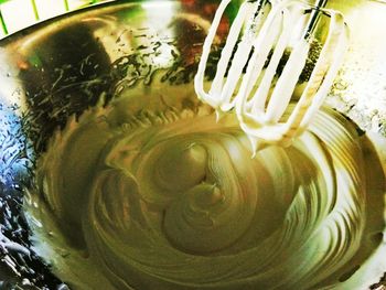 High angle view of water in bowl