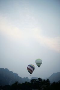 Low angle view of hot air balloon against sky