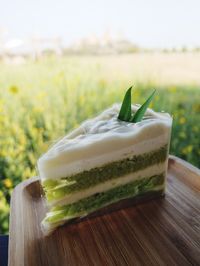 Close-up of dessert on table