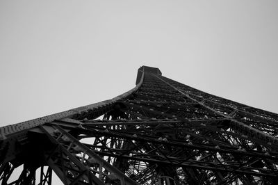 Low angle view of eiffel tower against clear sky