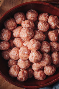 High angle view of fruits in container