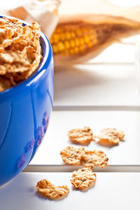 Close-up of breakfast on table