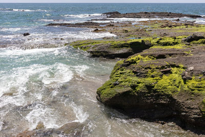 Scenic view of rocky beach