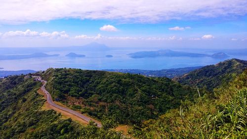 High angle view of landscape against sky