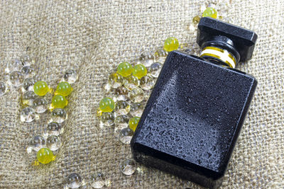 High angle view of water drops on rocks