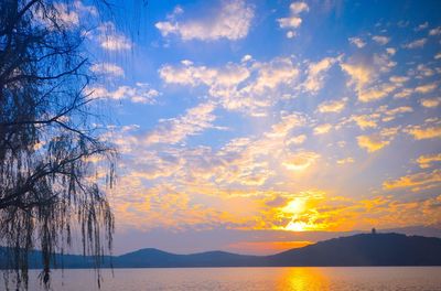 Scenic view of sea against sky during sunset