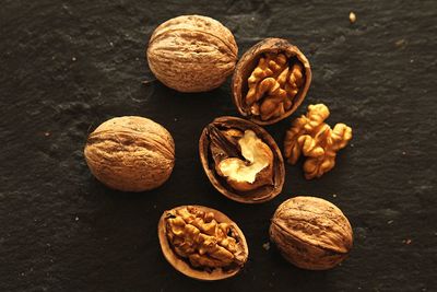 High angle view of eggs on table