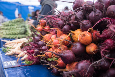 Close-up of vegetables for sale in market