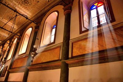 Low angle view of window in temple