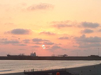 Scenic view of sea at sunset