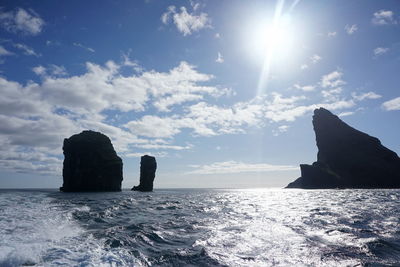 Scenic view of sea against cloudy sky