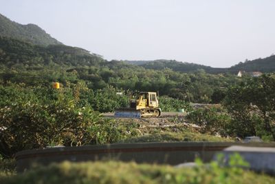 Built structure on mountain against clear sky