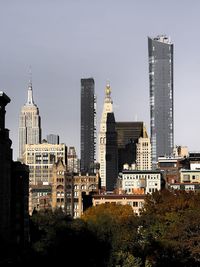 View of union square buildings and park