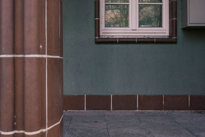 Close-up of window on wall of building