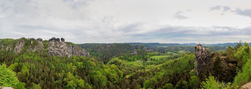 Panoramic view of landscape against cloudy sky