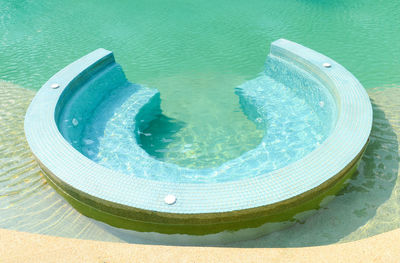 High angle view of fish in swimming pool