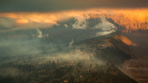 Panoramic shot of mentigen hill during sunset