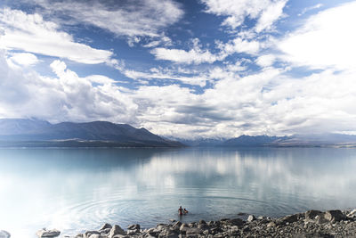 Scenic view of lake against sky