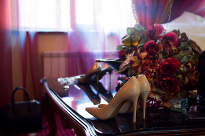 Close-up of flowers on table at home