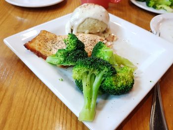 Close-up of food in plate on table