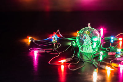 Close-up of illuminated lighting equipment