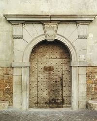 Closed door of old building