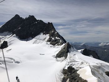 Scenic view of snow covered mountains against sky