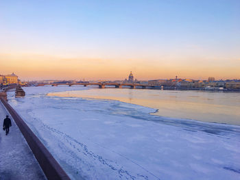 View of bridge in city during winter