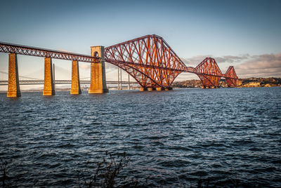 Low angle view of suspension bridge