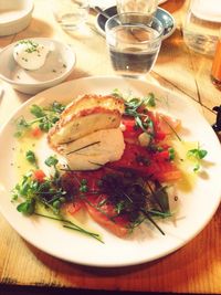 Close-up of food served in plate