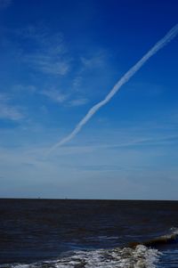 Scenic view of sea against blue sky