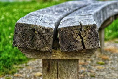 Wooden bench close up