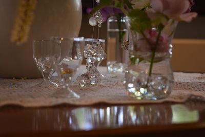 Close-up of water on table