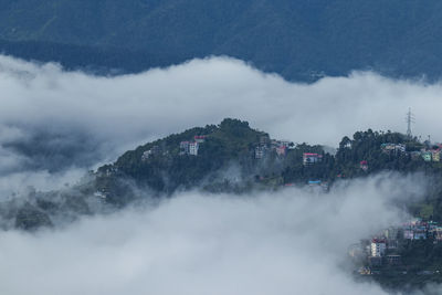 Panoramic view of buildings in city against sky