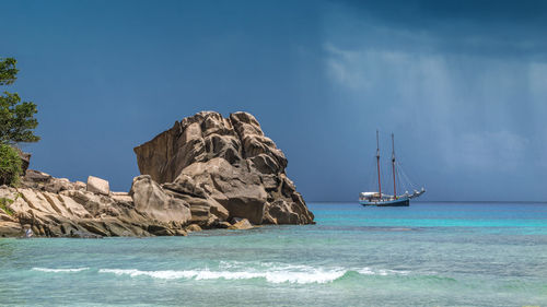 Scenic view of sea against cloudy sky