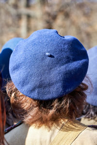 Rear view of woman wearing hat