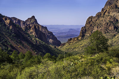 Scenic view of mountains against clear sky