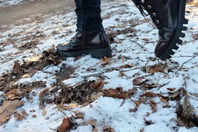 Low section of man on snow