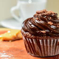 Close-up of chocolate cake on table