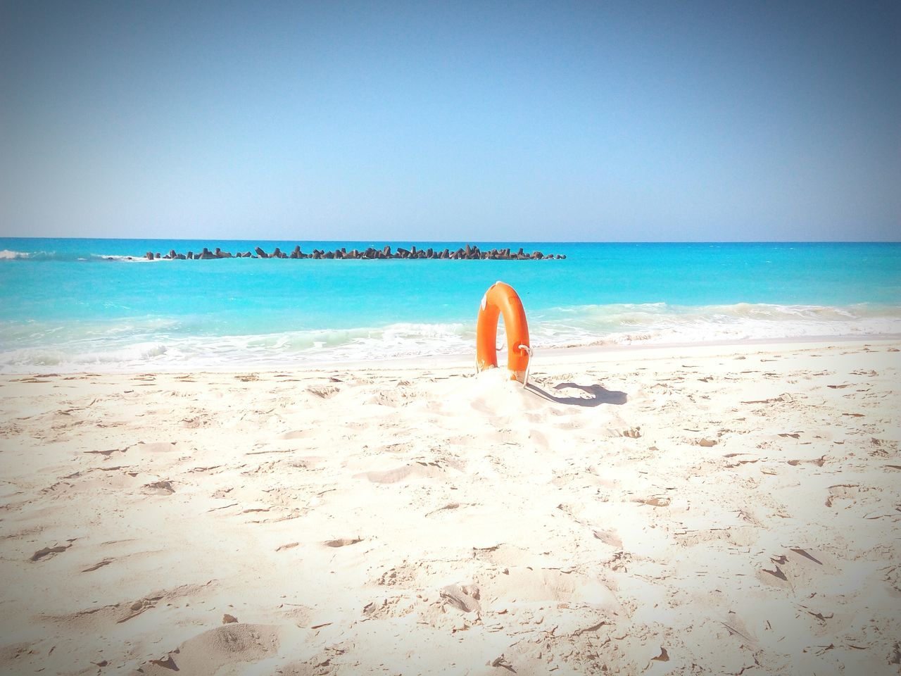 beach, sea, sand, horizon over water, blue, clear sky, sunlight, water, summer, beauty in nature, vacations, nature, outdoors, tranquil scene, day, scenics, sky, no people