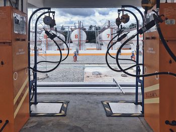 View of railroad tracks against cloudy sky