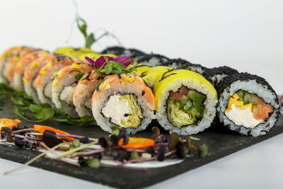 Close-up of sushi in plate